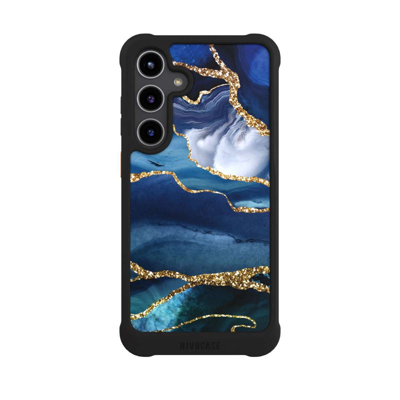 Galaxy S24 + NIVOmax Blue Marble Gold Glitter Look