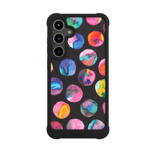 Samsung Galaxy S24+ NIVOmax Bunte Tintenmurmeln Punkte Schwarz