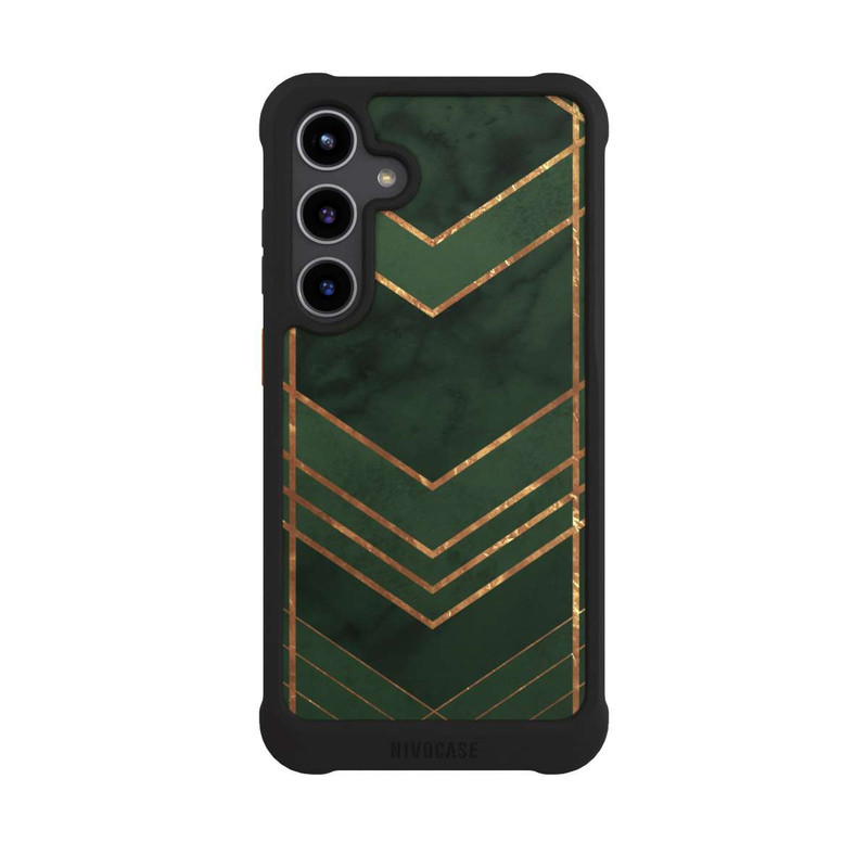 Galaxy S24 + NIVOmax Motif vert foncé rayures dorées
