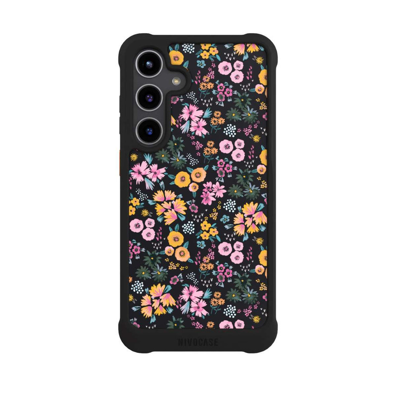 Galaxy S24 + NIVOmax Petites Fleurs colorées Noir 2