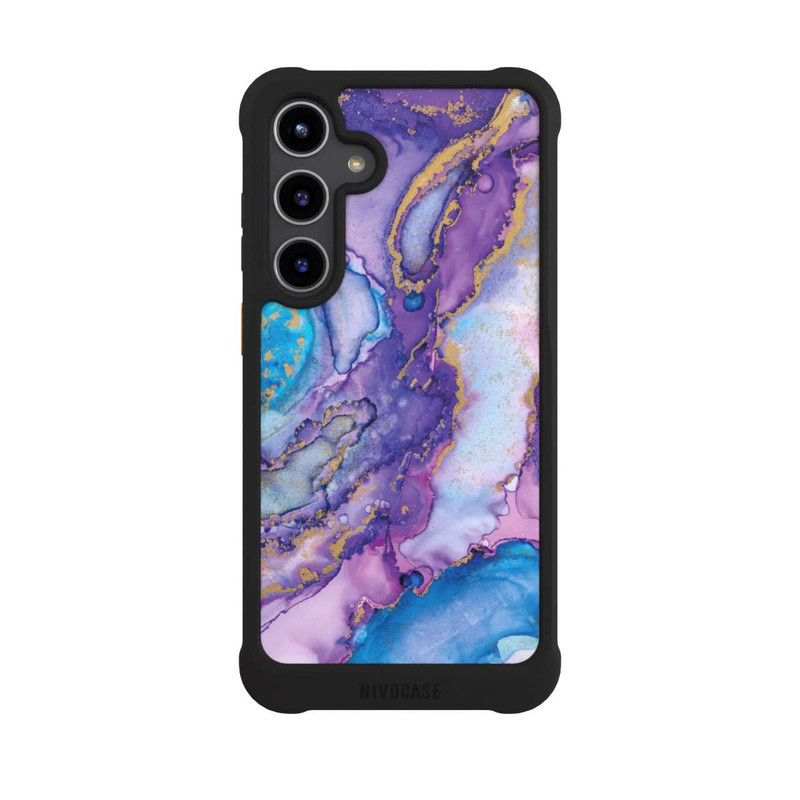 Galaxy S24 + NIVOmax Encre tourbillonnante violette et bleue