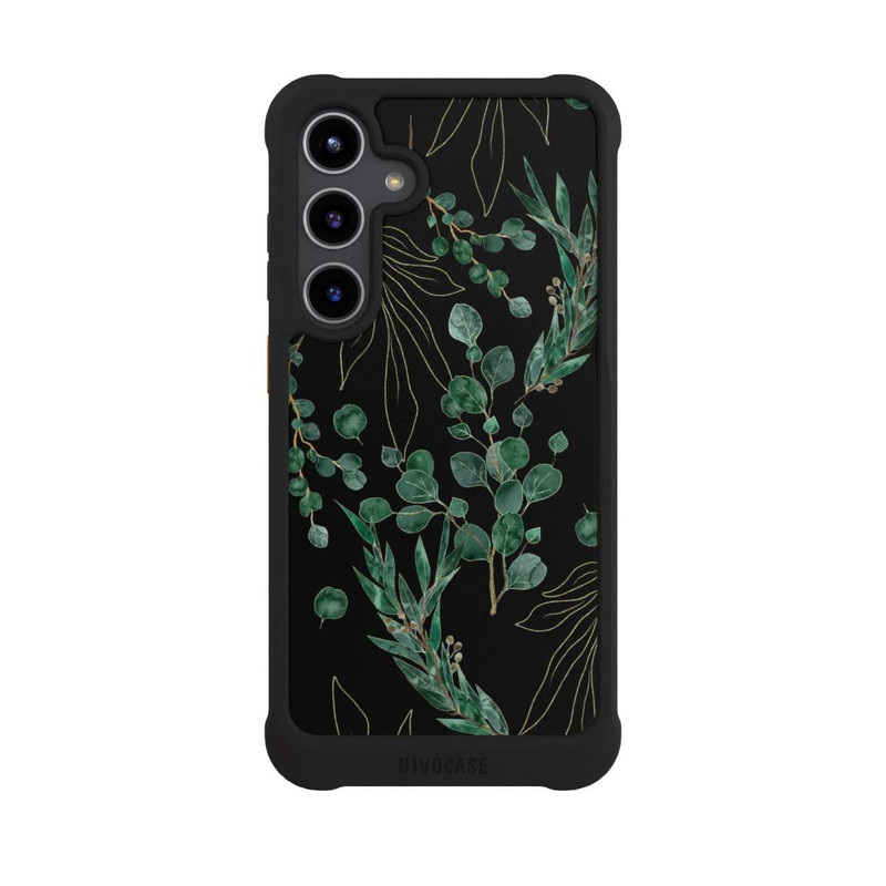 Galaxy S24 + NIVOmax Feuilles d'Eucalyptus Fond Noir