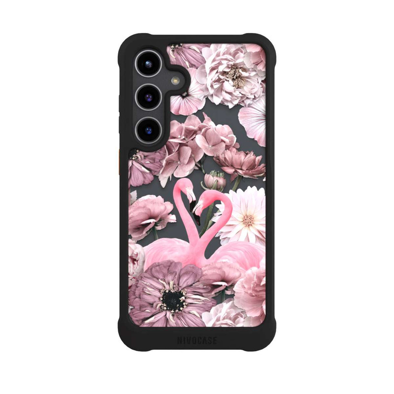 Galaxy S24 + NIVOmax Flamingos in Blumen Muster