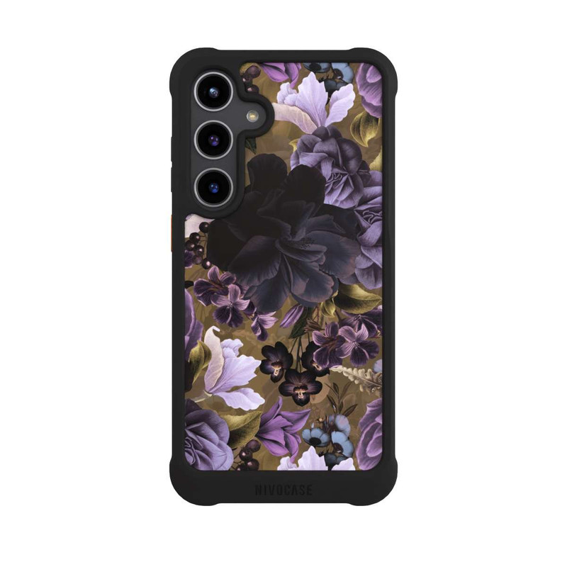 Galaxy S24 + NIVOmax Fleurs vintage violettes et dorées