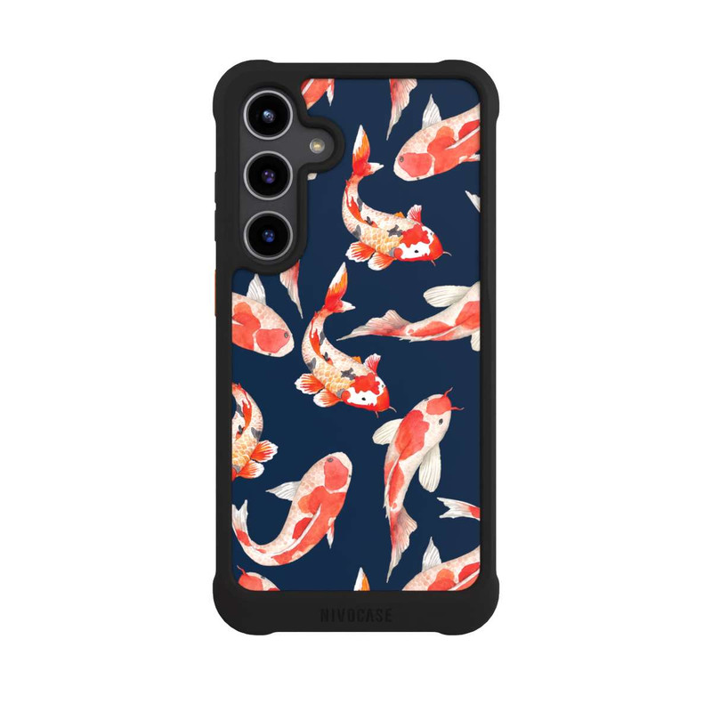 Galaxy S24 + NIVOmax Koi auf blauem Hintergrund