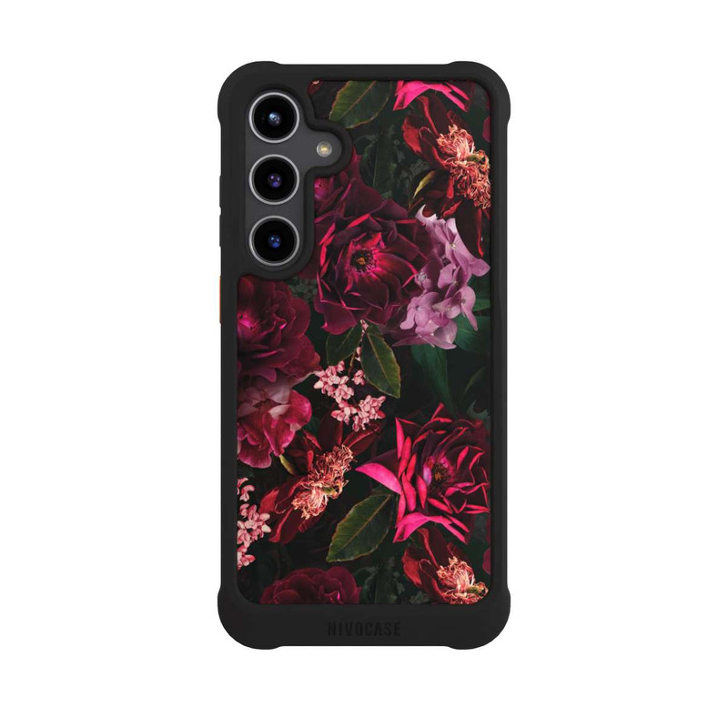 Galaxy S24 + NIVOmax Dunkelrote und rosa Blüten