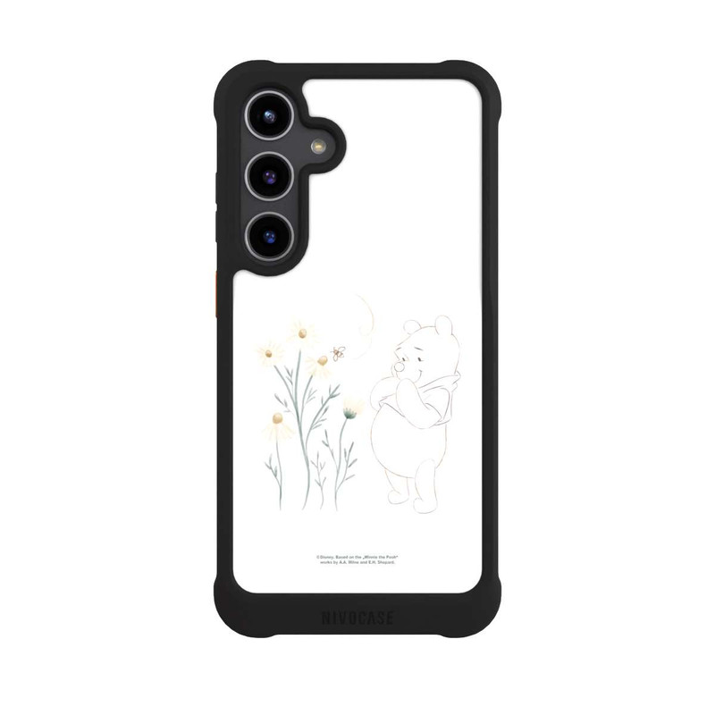 Galaxy S24 + NIVOmax Winnie Puuh sieht sich Gänseblümchen an