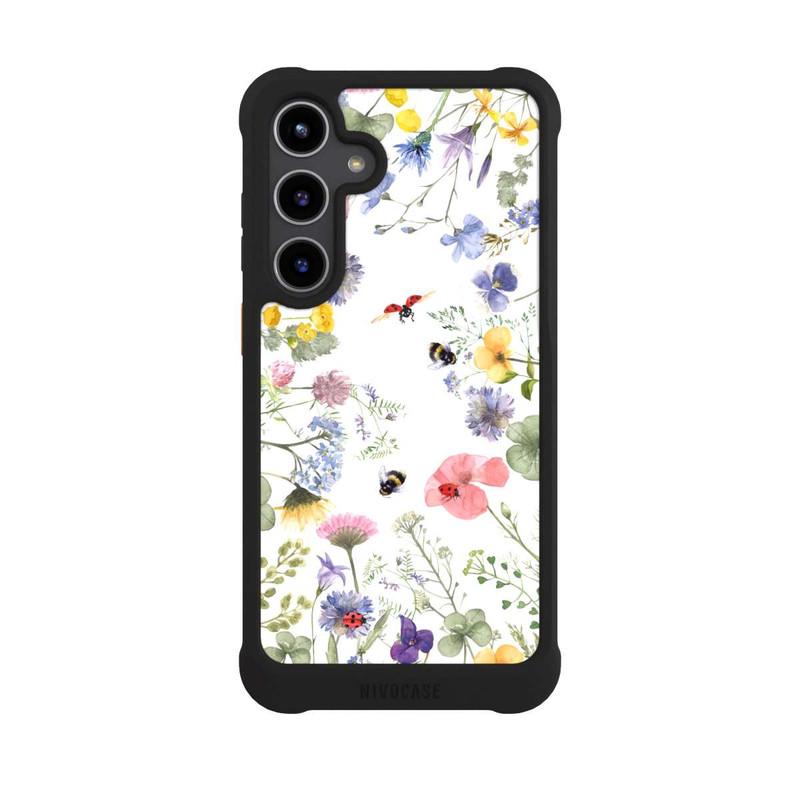 Galaxy S24 + NIVOmax Bunte Frühlingsblumen und Bienen