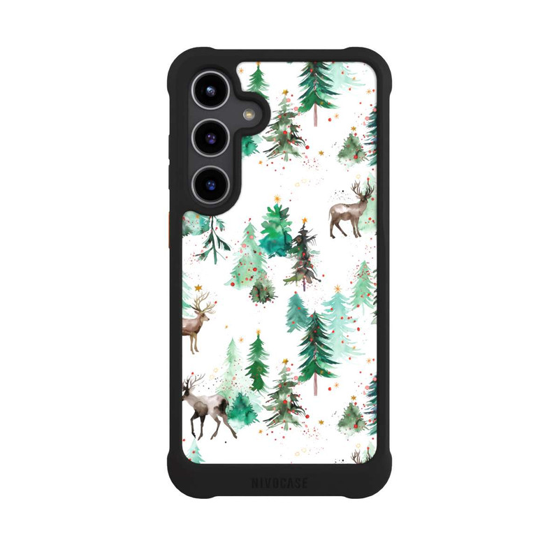 Galaxy S24 + NIVOmax Cerfs et arbres de Noël d'hiver