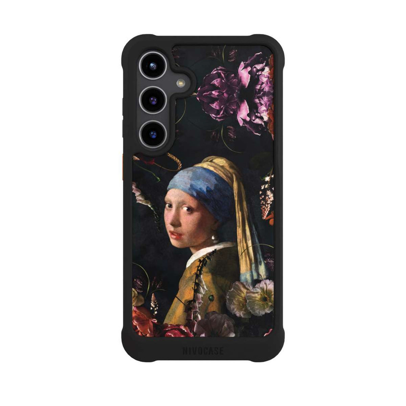 Galaxy S24 + NIVOmax Mädchen mit Perlenohrringen und Rosen