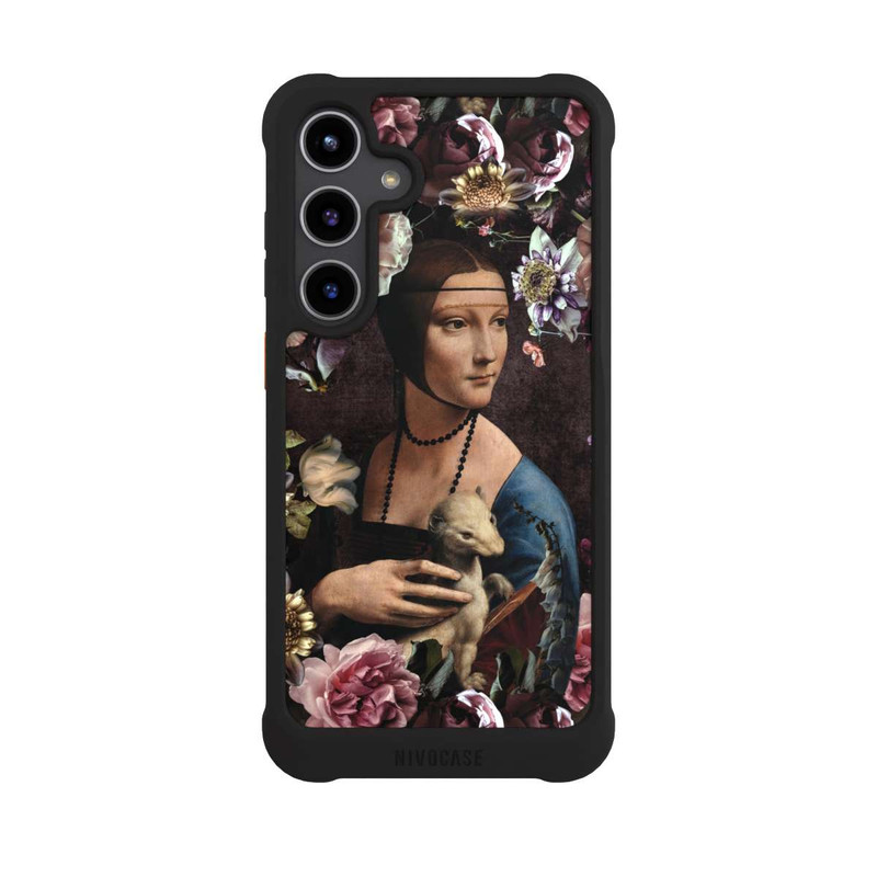 Galaxy S24 + NIVOmax Dame avec hermine aux roses 