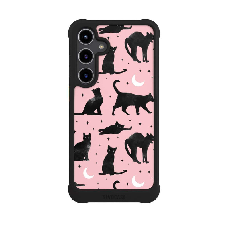 Galaxy S24 + NIVOmax Lune & Chats Fond Rose