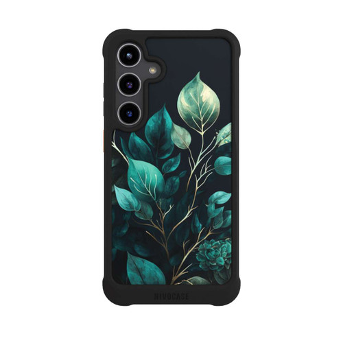 Samsung Galaxy S24+ NIVOmax Grüne Eukalyptus Blätter mit dunklem Hintergrund mit KI