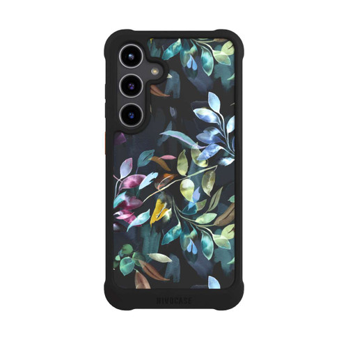 Samsung Galaxy S24+ NIVOmax Mystische Aquarellblätter schwarz