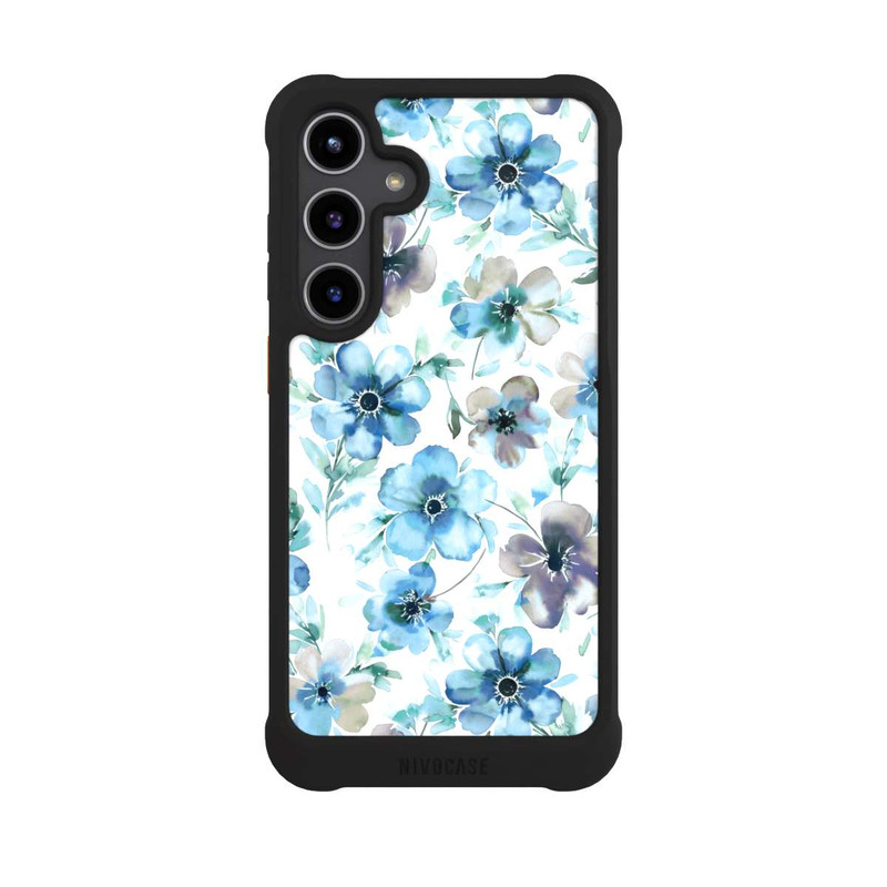 Galaxy S24 + NIVOmax Blaues Blumenmuster Trendy