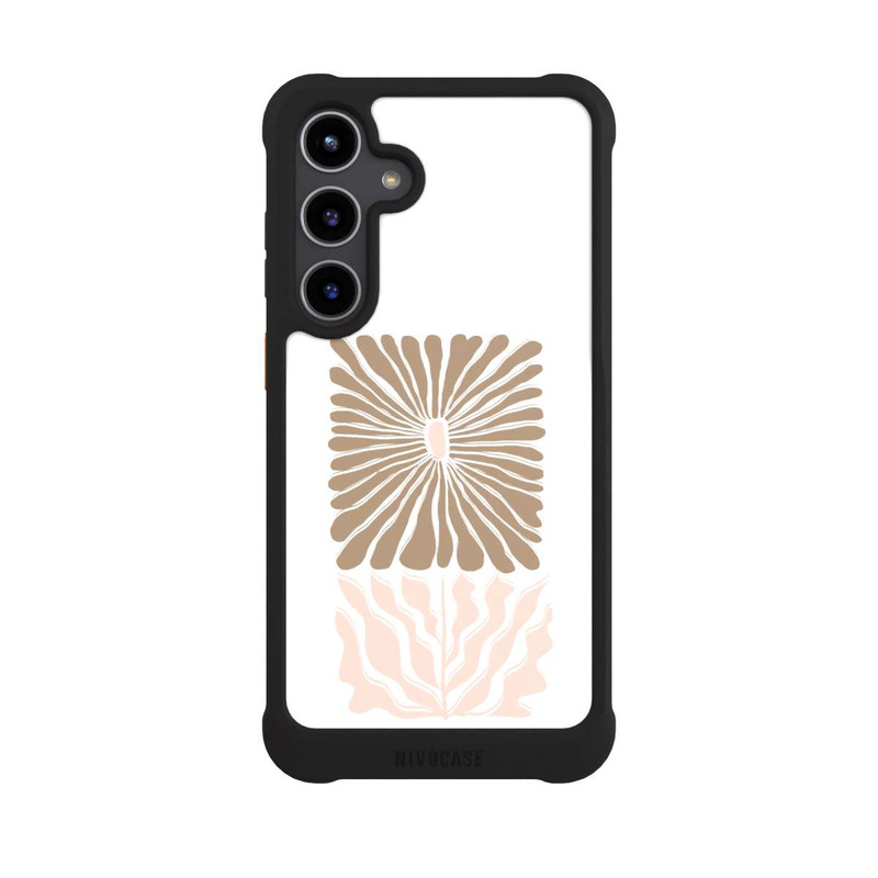 Galaxy S24 + NIVOmax Fleur Boho Caramel sur Blanc