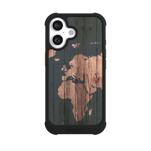 Apple iPhone 16 NIVOmax Wooden World Map