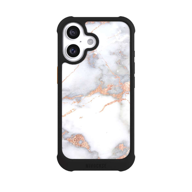 iPhone 16 NIVOmax Weißer und goldener Marmorlook