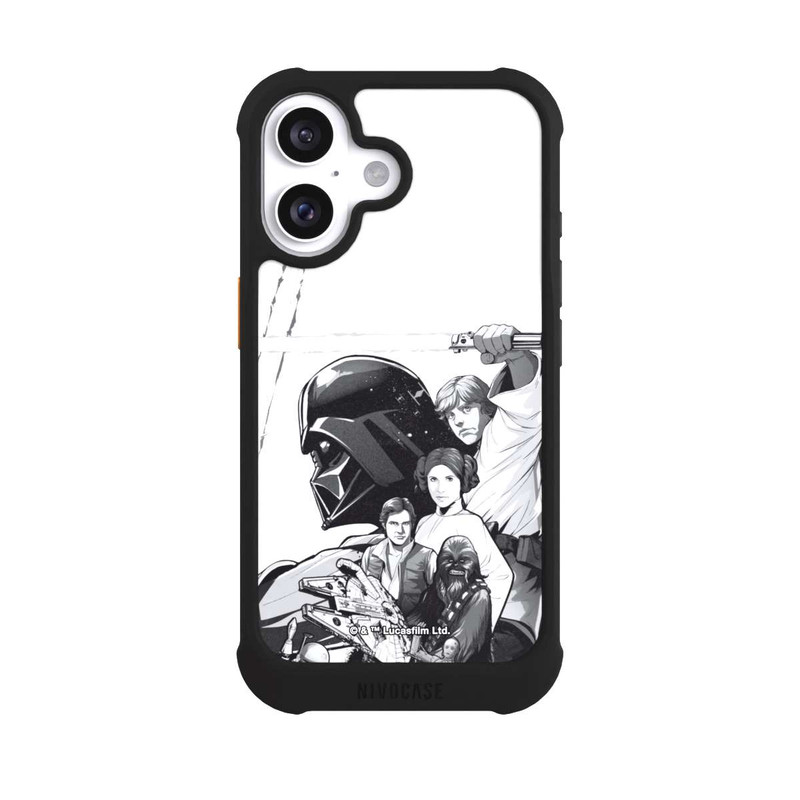 iPhone 16 NIVOmax StarWars Charaktere - Schwarz-Weiß