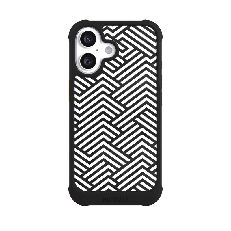 iPhone 16 NIVOmax Schwarz und Weiß ZigZag