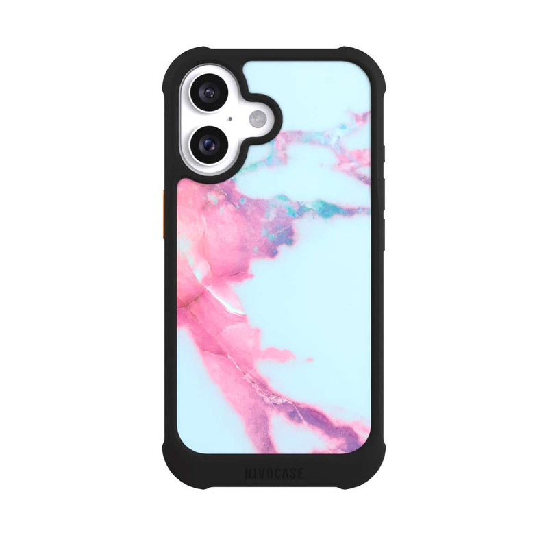 iPhone 16 NIVOmax Light Blue Iridescent Vein Marble