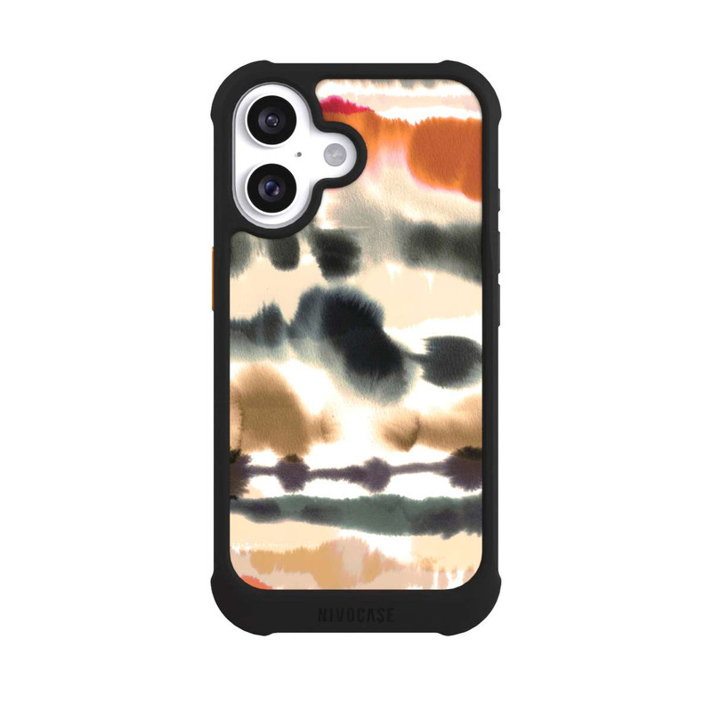 iPhone 16 NIVOmax Weiche nautische Aquarelllinien Orange