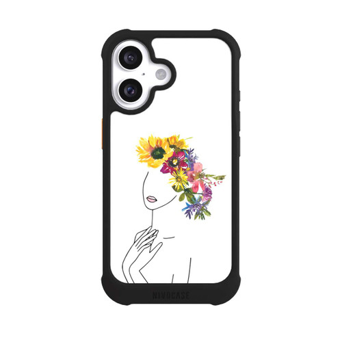 Apple iPhone 16 NIVOmax Line Art Frau mit Blumenkrone