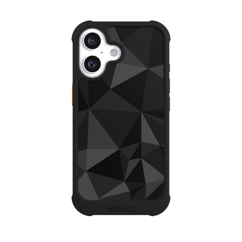 iPhone 16 NIVOmax Polygonmuster schwarz