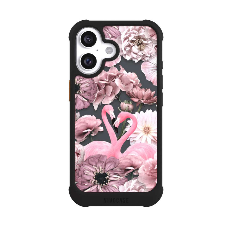 iPhone 16 NIVOmax Flamingos in Blumen Muster