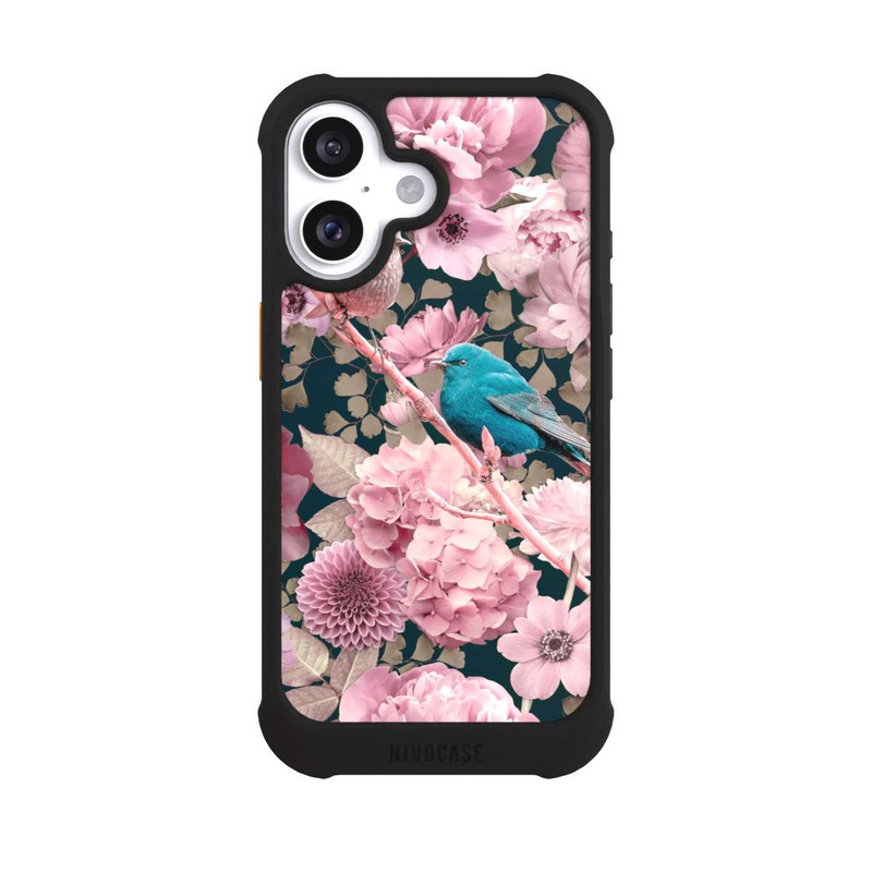 iPhone 16 NIVOmax Sparrows in Pink Flower Pattern