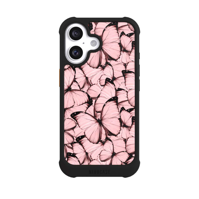iPhone 16 NIVOmax Rosa Schmetterling-Muster