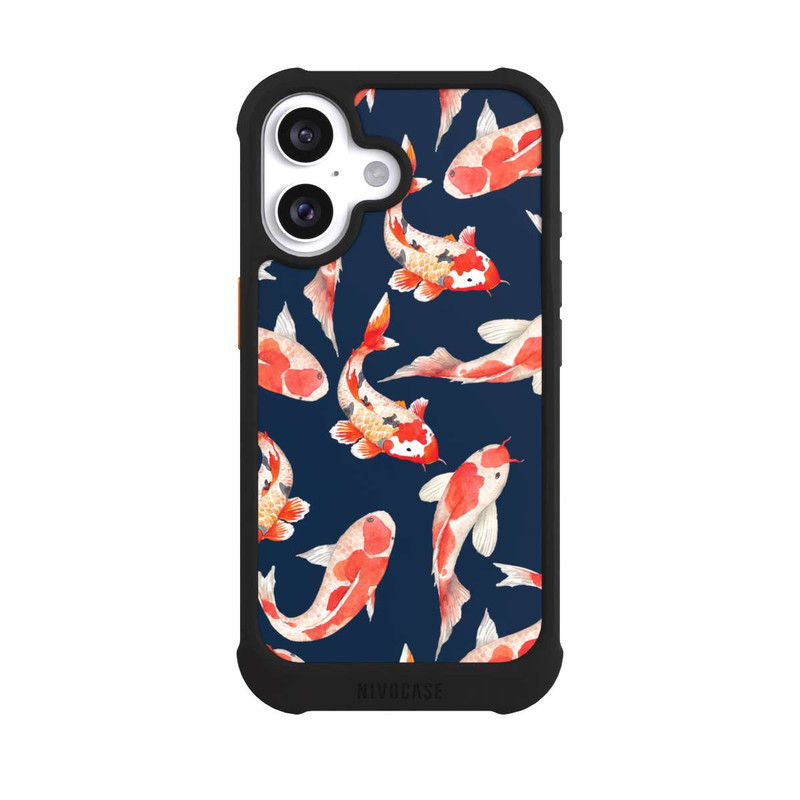iPhone 16 NIVOmax Poisson corail sur fond bleu