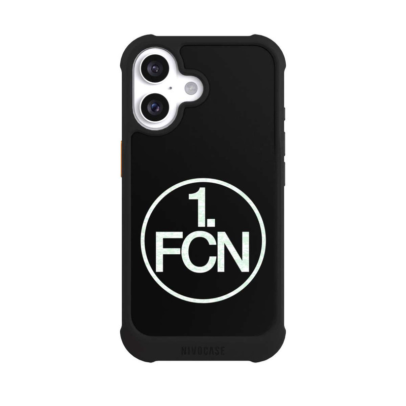 iPhone 16 NIVOmax FCN Logo in Weiß Hintergrund Schwarz
