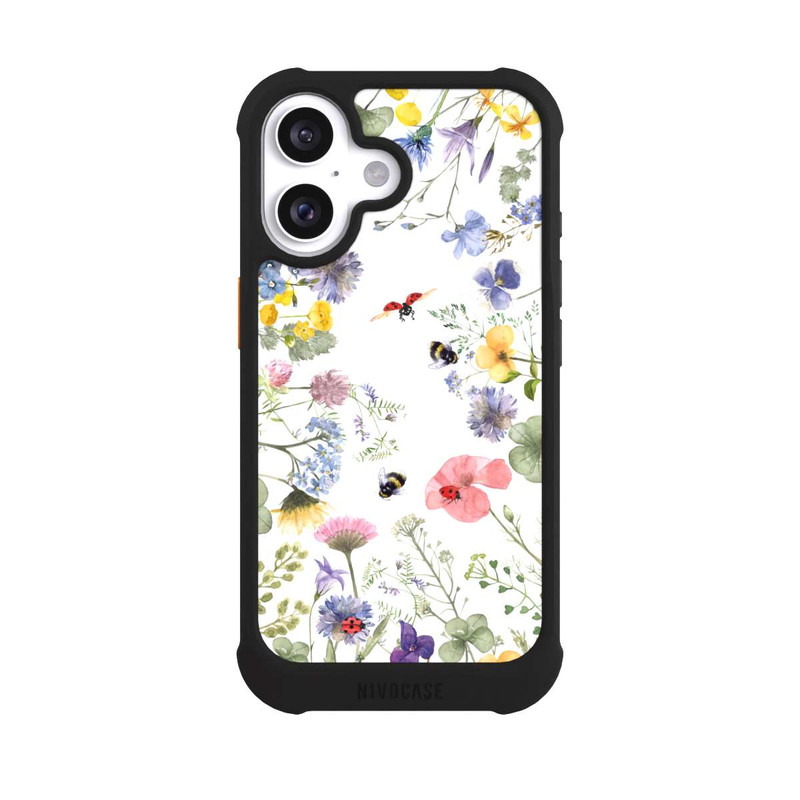 iPhone 16 NIVOmax Bunte Frühlingsblumen und Bienen