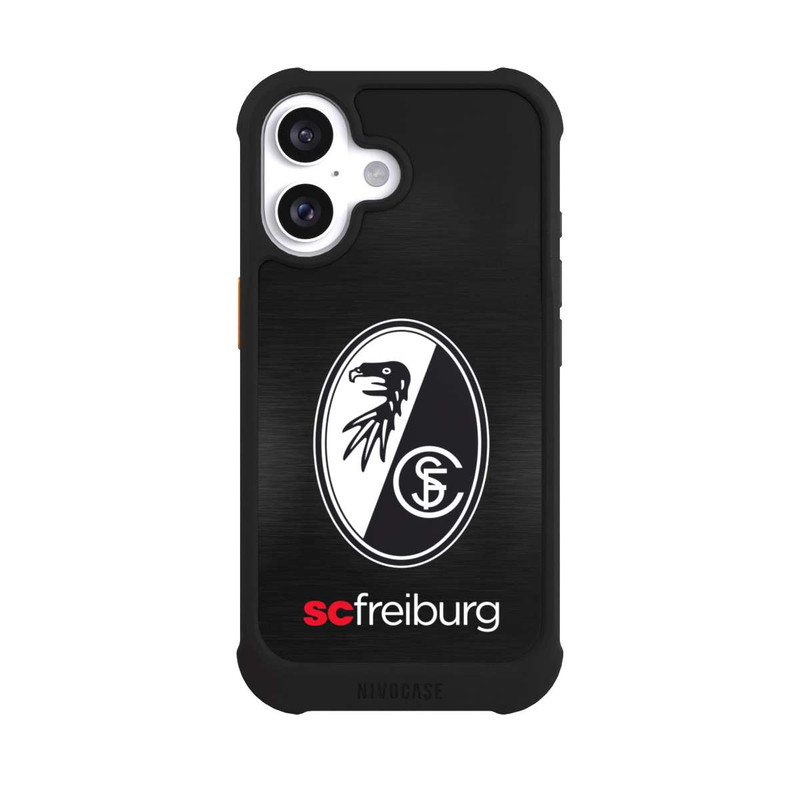 iPhone 16 NIVOmax  Kratzen Metall Hintergrund mit dem Schriftzug  Horizontal SC Freiburg