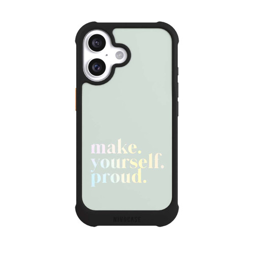 Apple iPhone 16 NIVOmax Make Yourself Proud Zitat-Minze und Farbverlauf