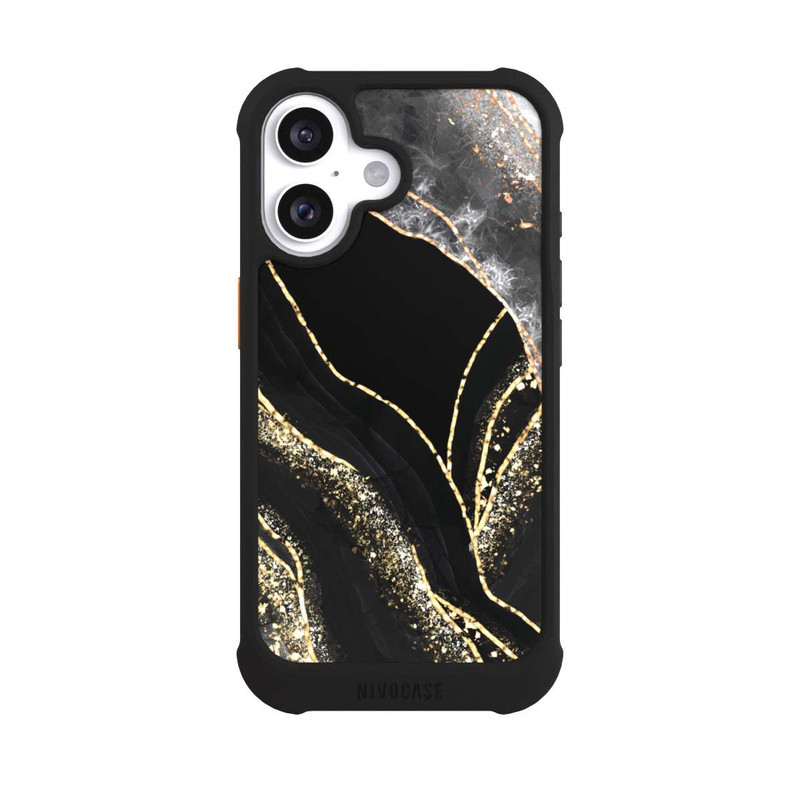 iPhone 16 NIVOmax Dunkler Marmor Gold
