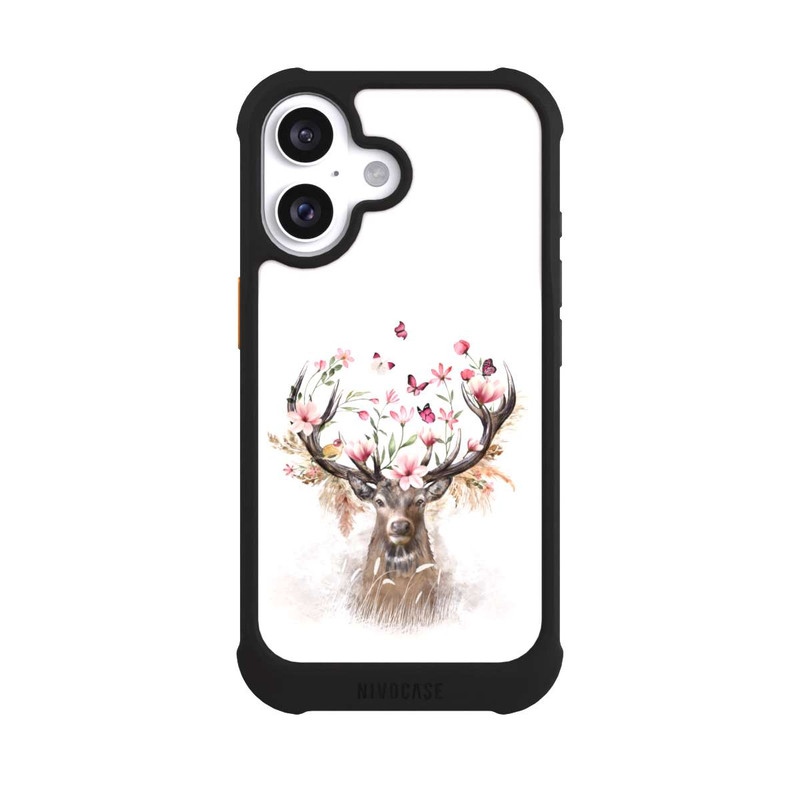 iPhone 16 NIVOmax Hirsch Blumen Geweih