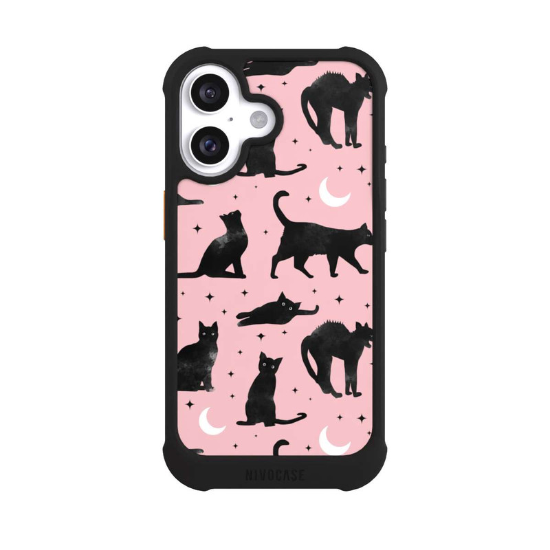 iPhone 16 NIVOmax Lune & Chats Fond Rose