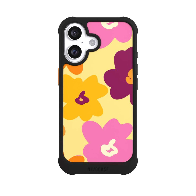 iPhone 16 NIVOmax Retro Blumenmuster bunt