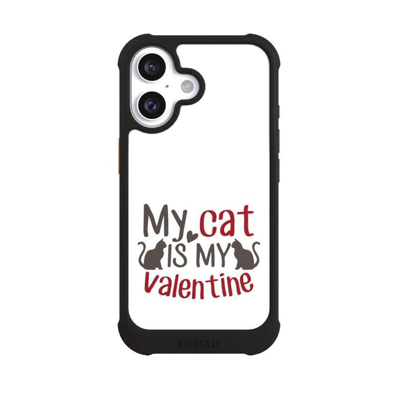 iPhone 16 NIVOmax Meine Katze ist mein Valentine Weiß