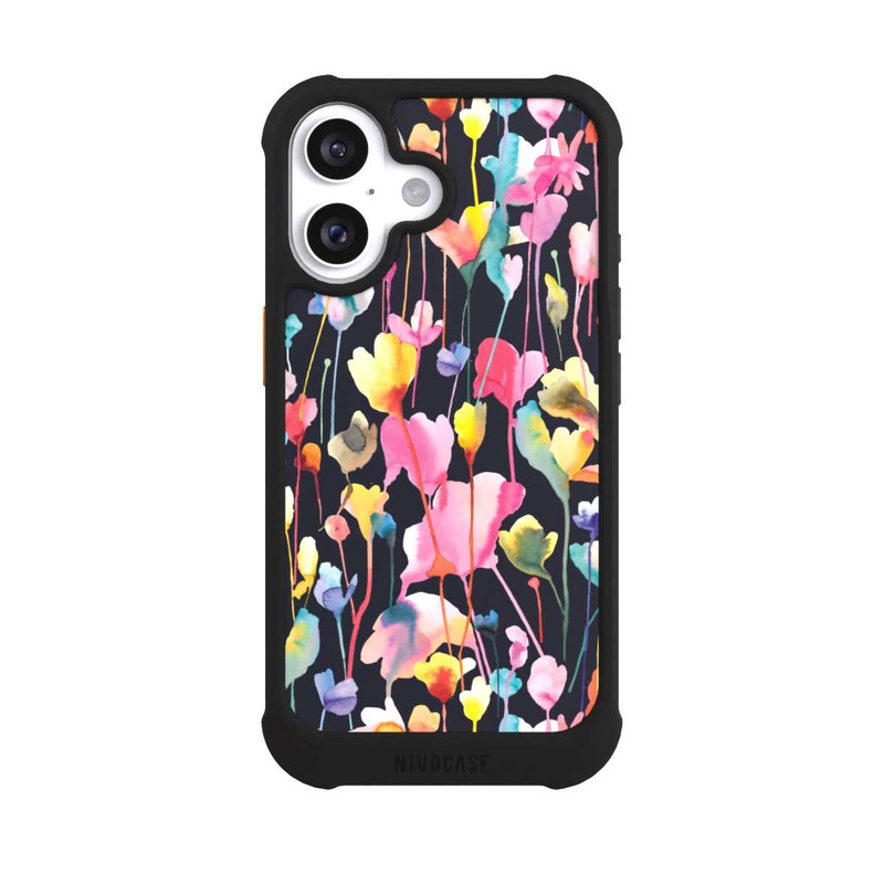 iPhone 16 NIVOmax Wildblumen schwarz