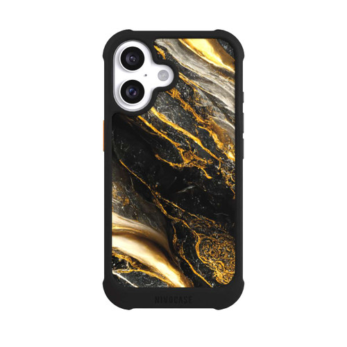 Apple iPhone 16 NIVOmax Schwarze Marmor Goldschichten