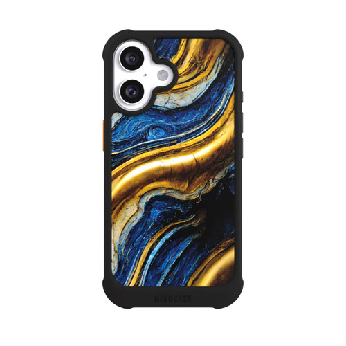 Apple iPhone 16 NIVOmax Struktur im Royalblau- und Gold-Look