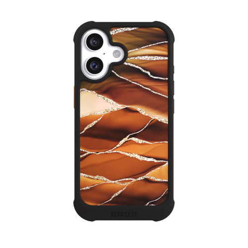 Apple iPhone 16 NIVOmax Braune Marmorstreifen im Glitzer Look