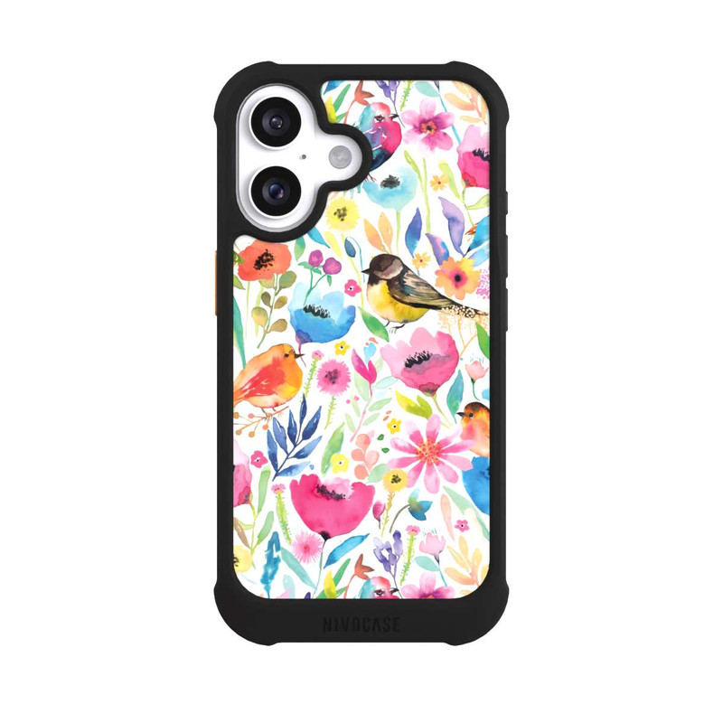 iPhone 16 NIVOmax Oiseaux et fleurs fantaisistes