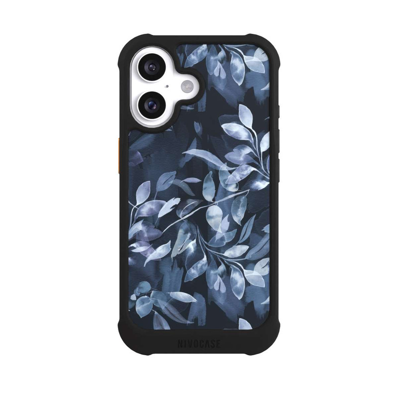 iPhone 16 NIVOmax Aquarelle Feuilles Mystiques Marine