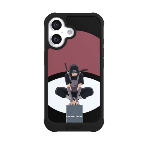 Apple iPhone 16 NIVOmax Itachi Uchiha Symbol Schwarzer Hintergrund