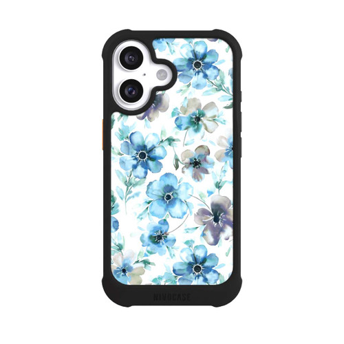 Apple iPhone 16 NIVOmax Blaues Blumenmuster Trendy
