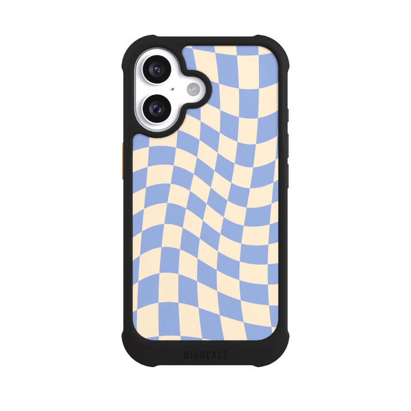 iPhone 16 NIVOmax Schachbrett Blau